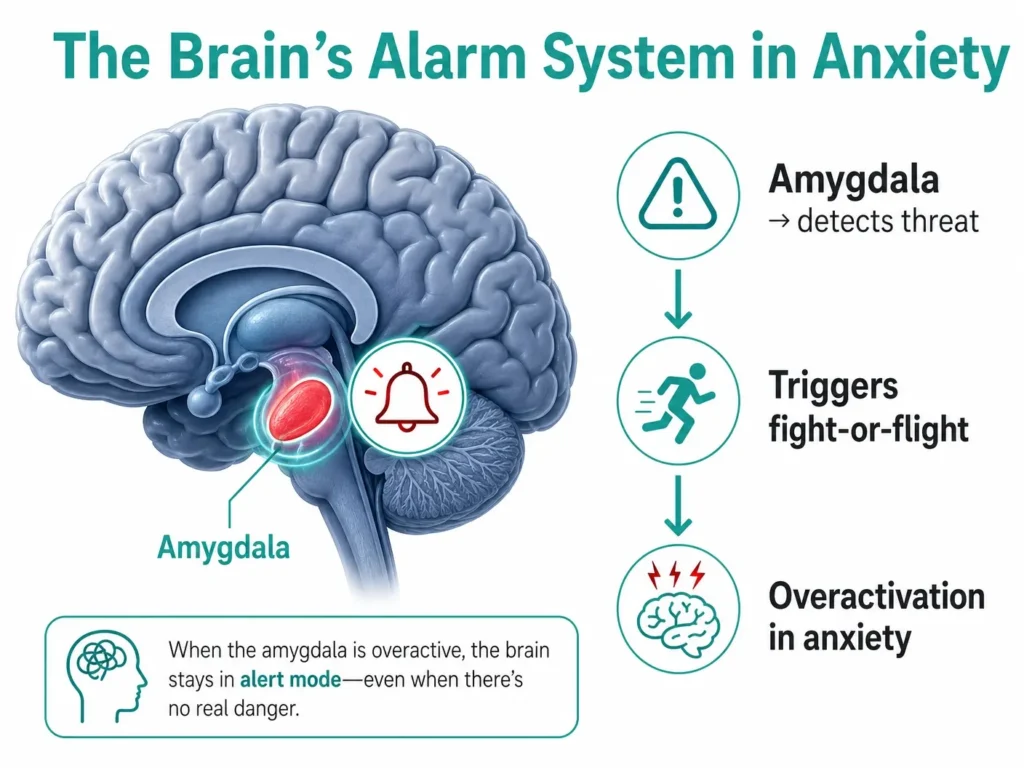 amygdala anxiety alarm system brain infographic