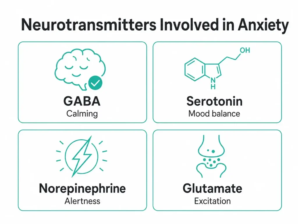 neurotransmitters anxiety GABA serotonin norepinephrine infographic