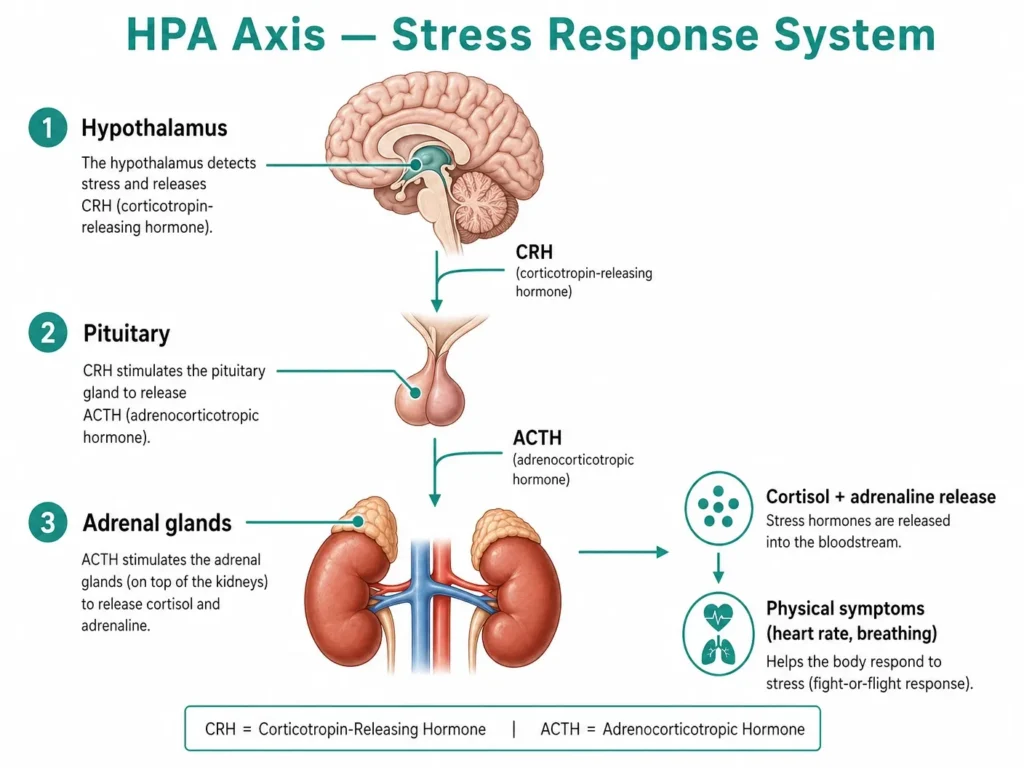 HPA axis stress response cortisol adrenaline diagram