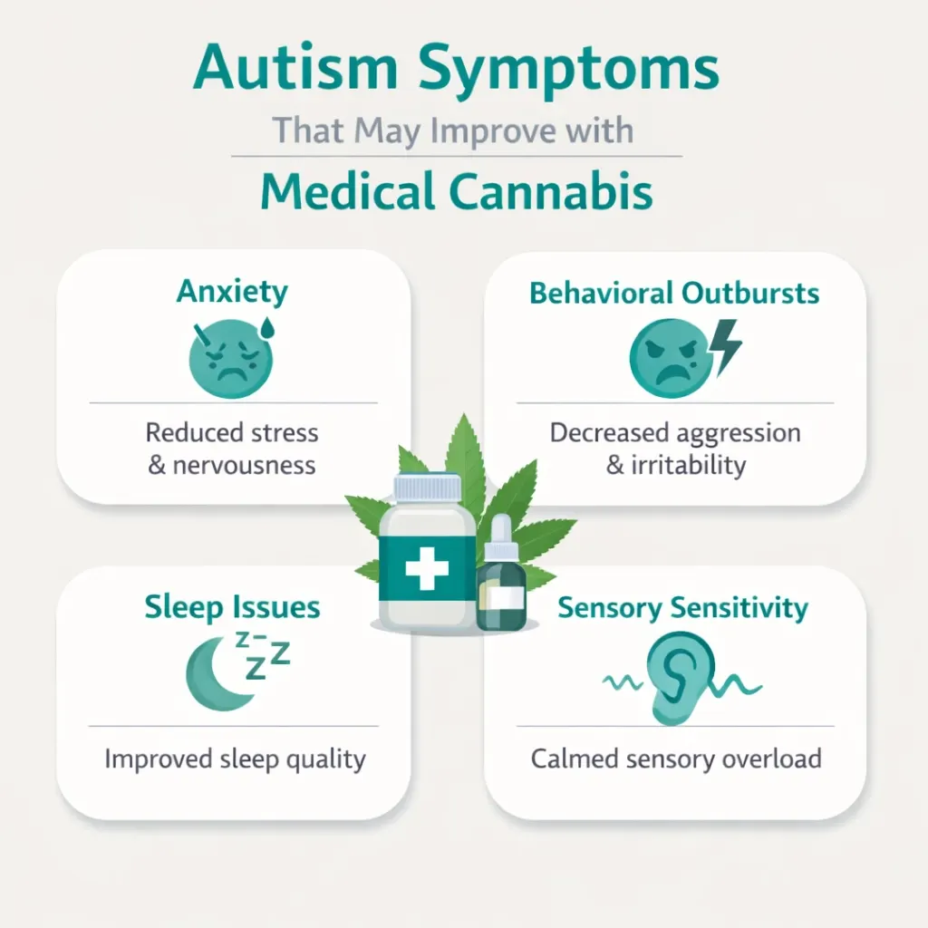 autism symptoms anxiety sleep behavioral outbursts cannabis relief infographic Pennsylvania
