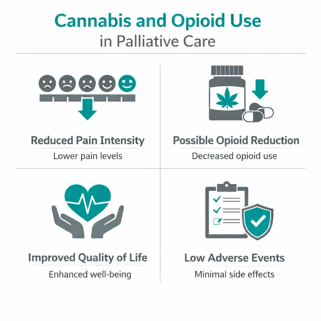 cannabis opioid sparing pain relief hospice palliative care infographic