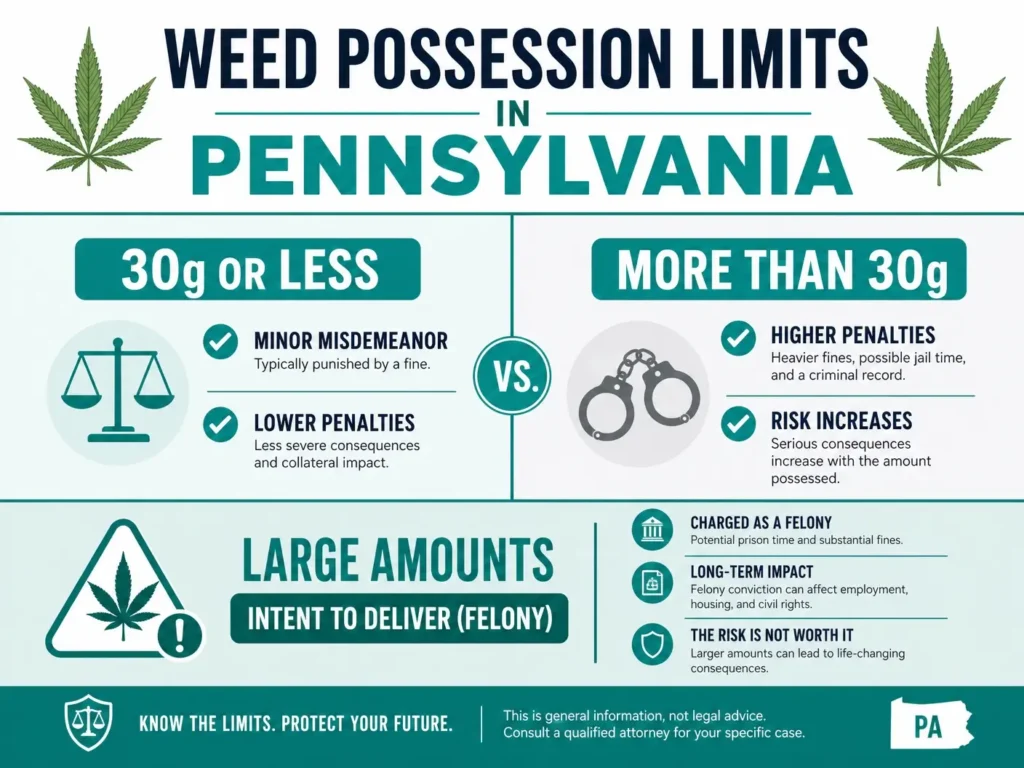weed possession limit 30 grams Pennsylvania law infographic