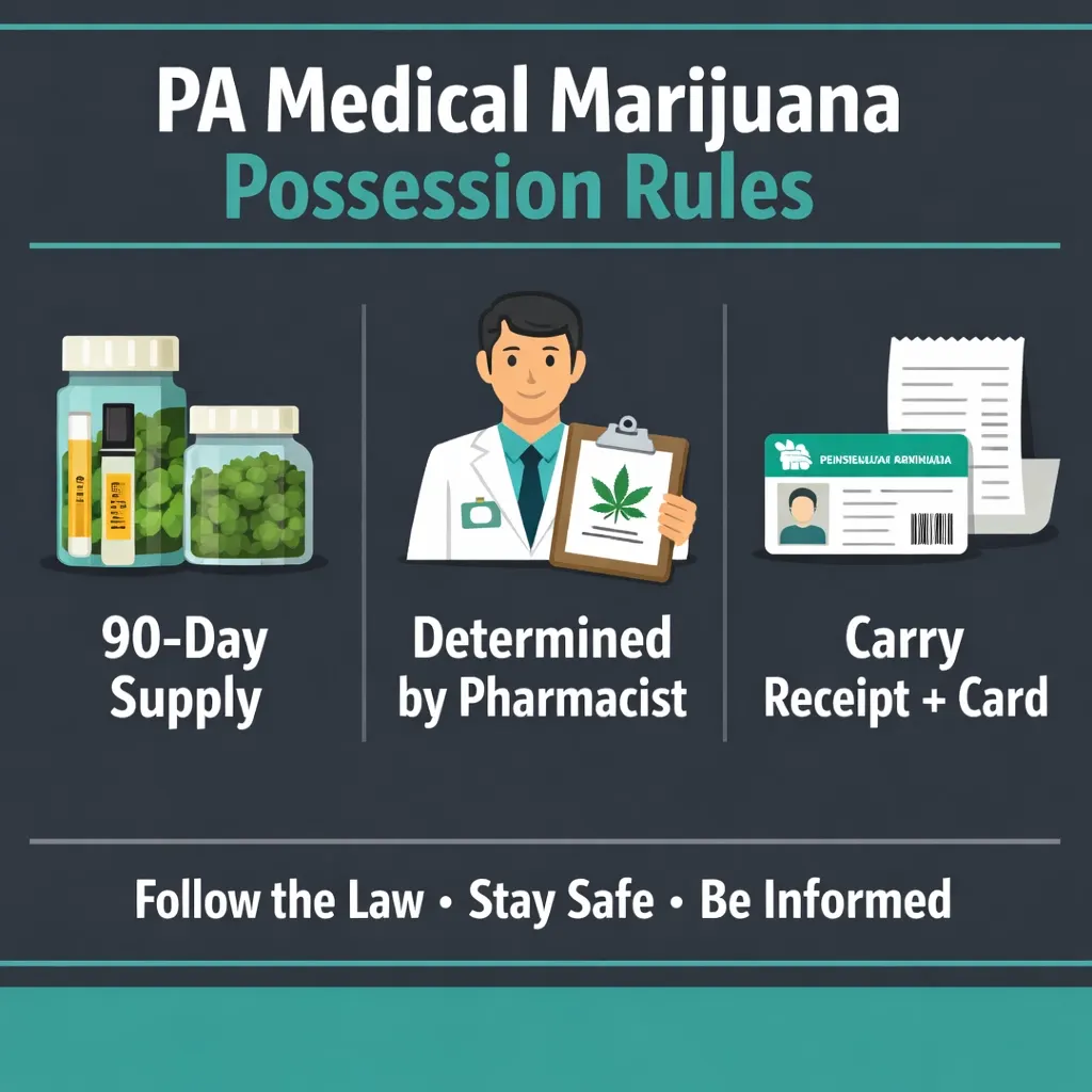 Pennsylvania marijuana possession 90 day supply rule infographic