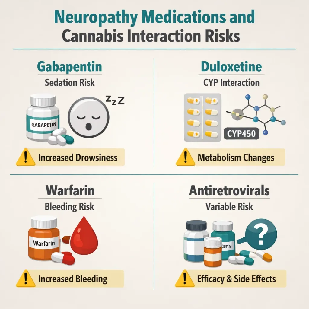 neuropathy medications cannabis interaction gabapentin duloxetine warfarin infographic