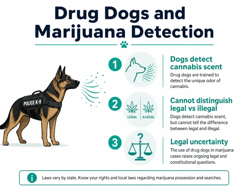 drug sniffing dogs marijuana detection Pennsylvania law infographic