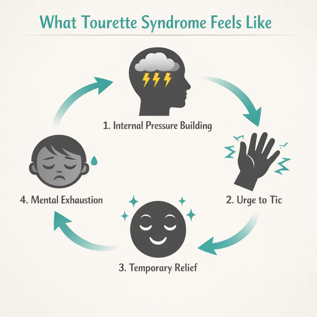Tourette syndrome urge to tic internal pressure relief cycle infographic