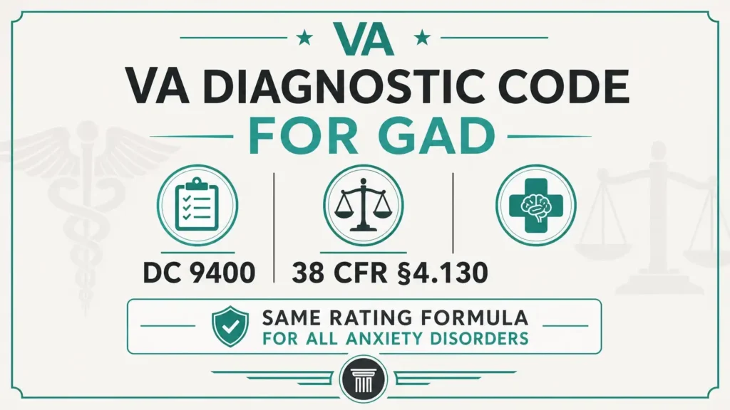 VA diagnostic code 9400 anxiety rating infographic