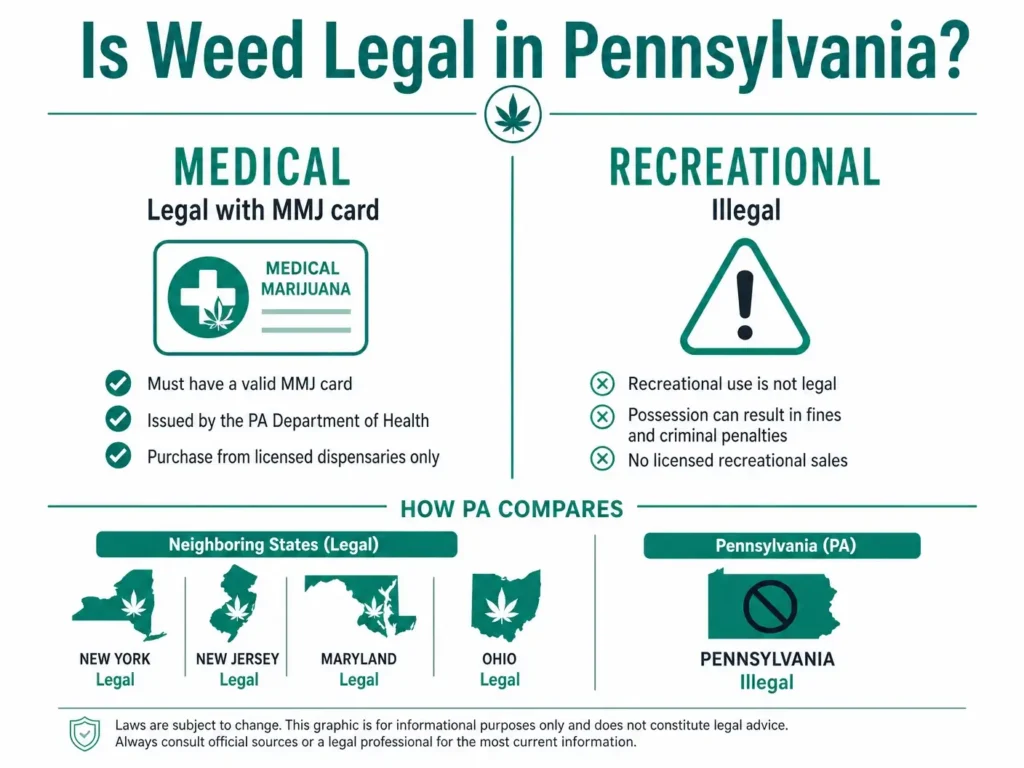 is marijuana legal Pennsylvania medical vs recreational infographic