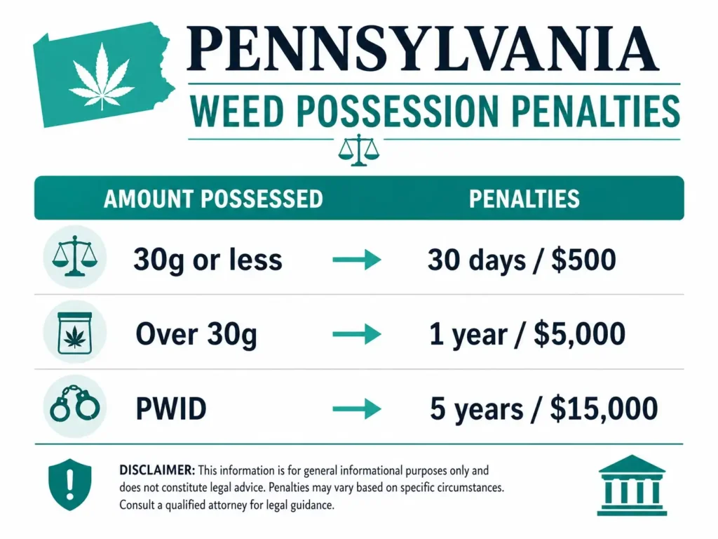 Pennsylvania marijuana penalties chart infographic