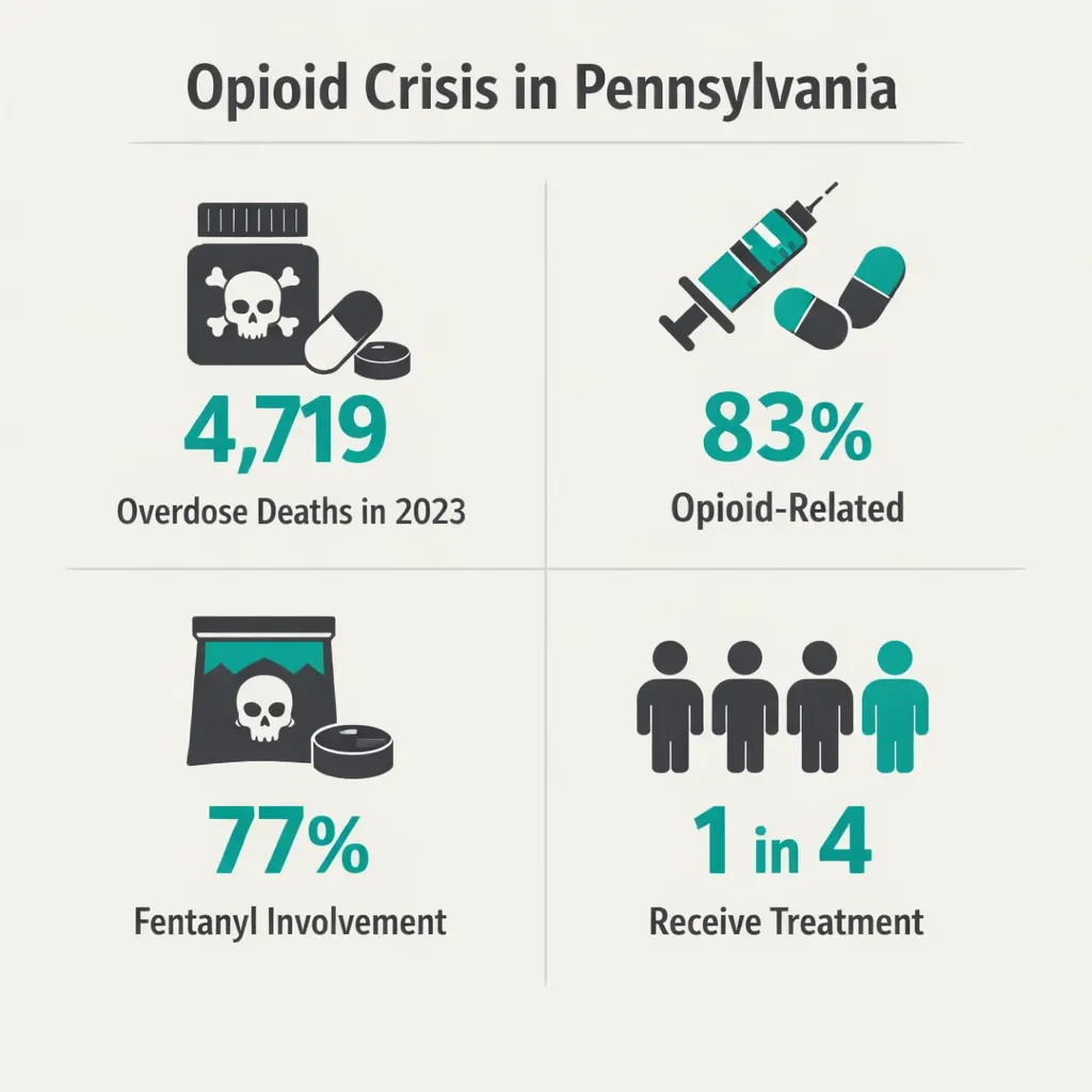 opioid crisis Pennsylvania overdose fentanyl statistics infographic