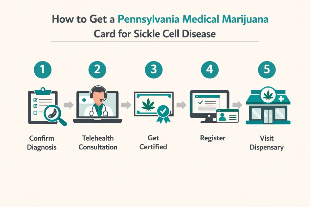 how to get medical marijuana card Pennsylvania sickle cell step by step infographic