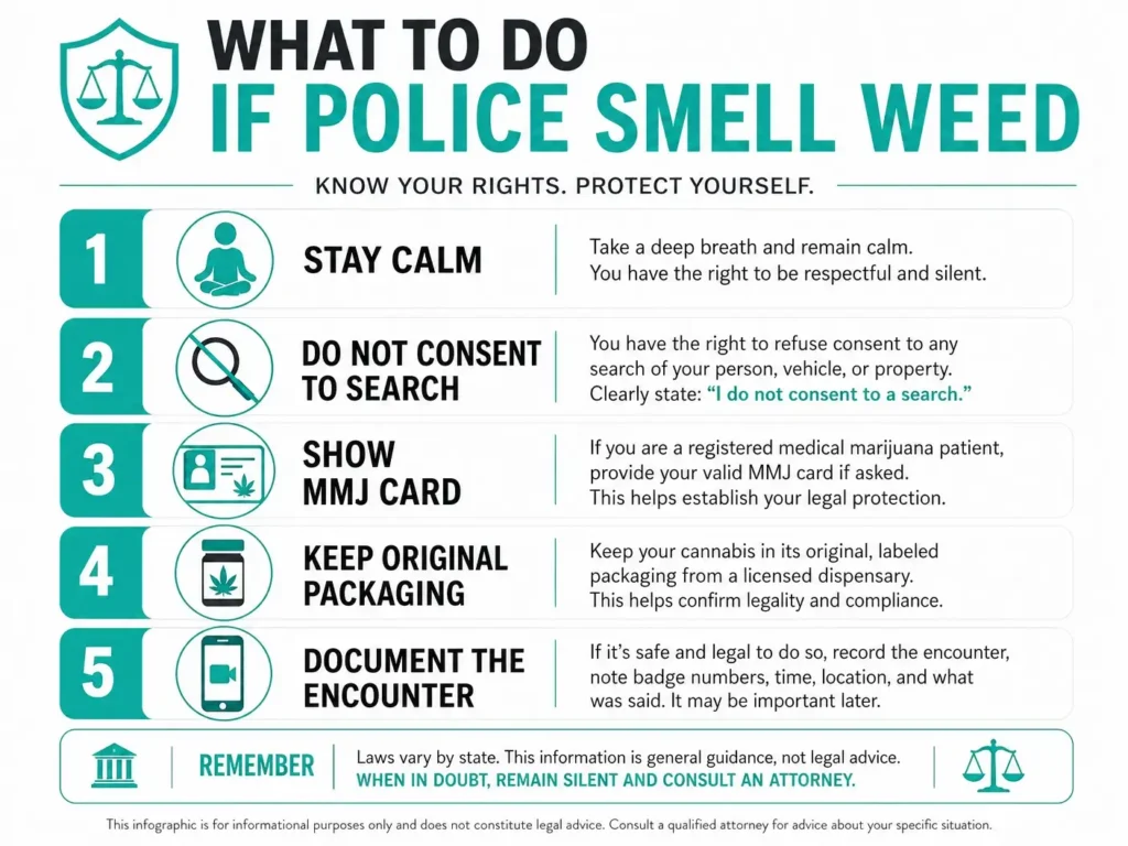 what to do if police smell weed Pennsylvania rights infographic