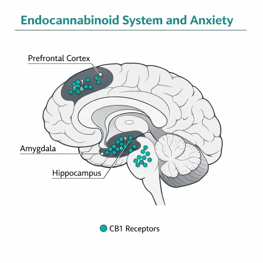 endocannabinoid system anxiety amygdala prefrontal cortex diagram