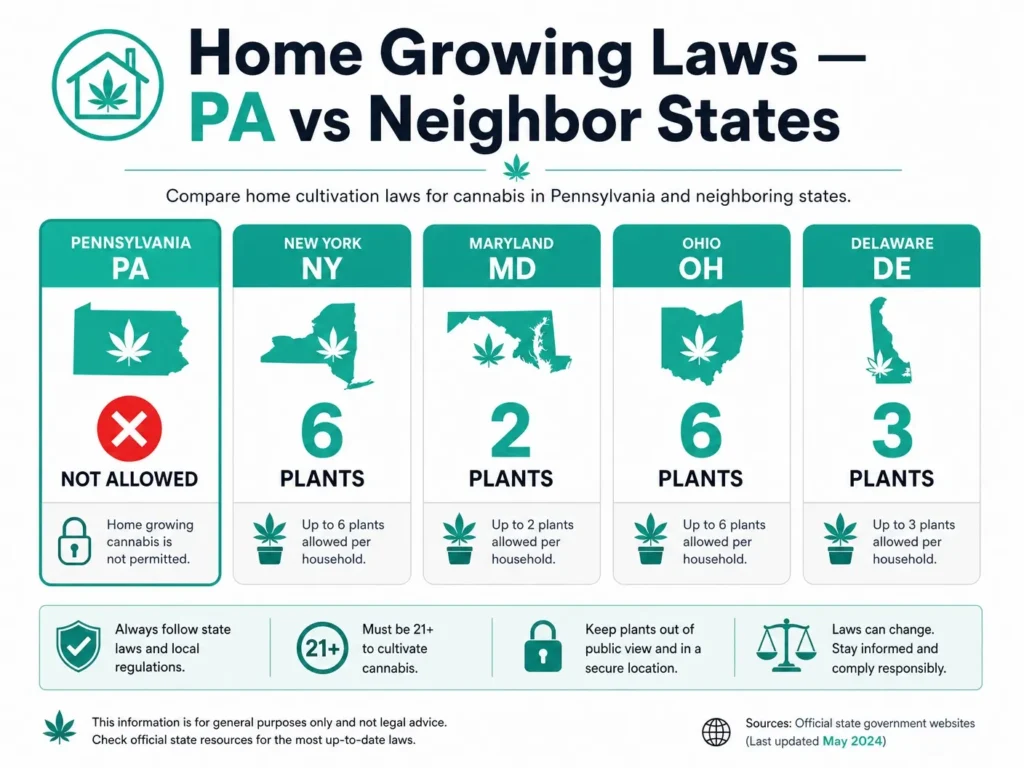 home grow laws Pennsylvania vs states infographic