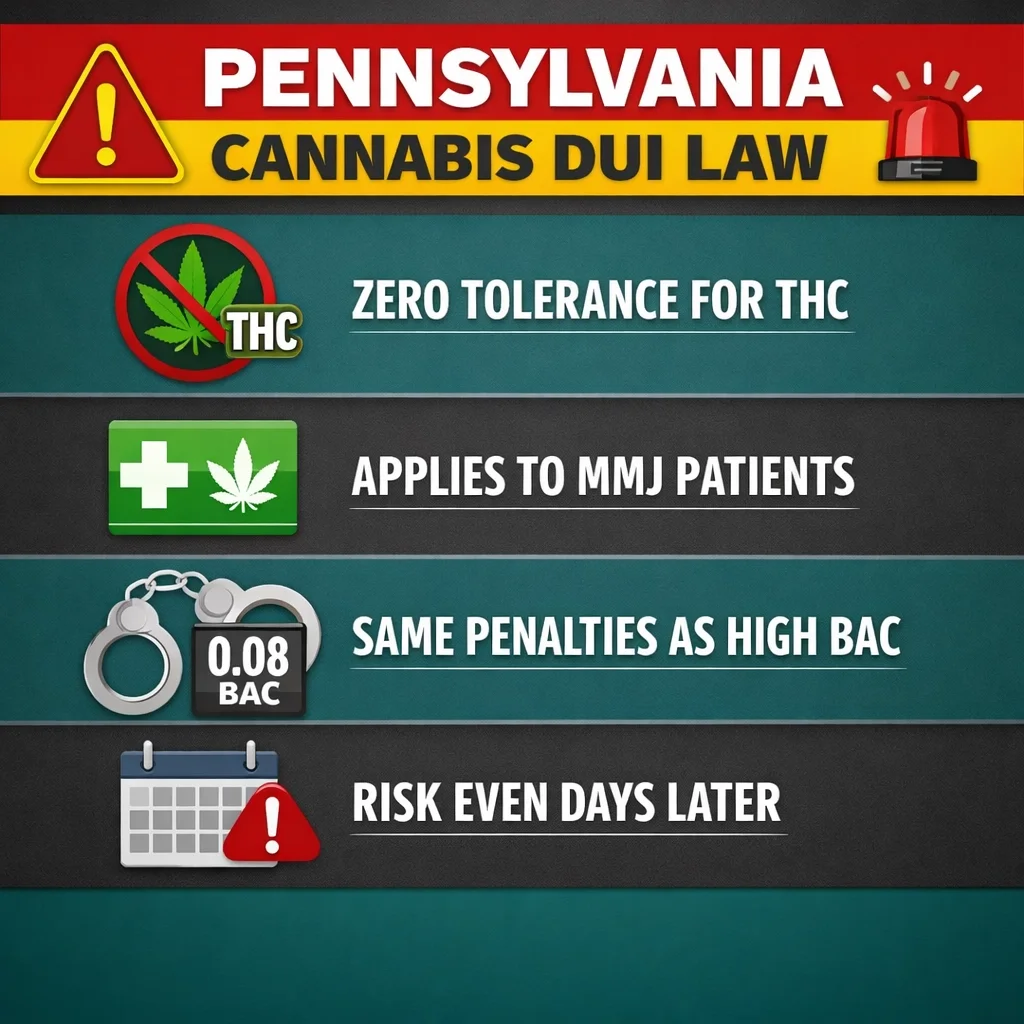 Pennsylvania cannabis DUI law zero tolerance THC infographic