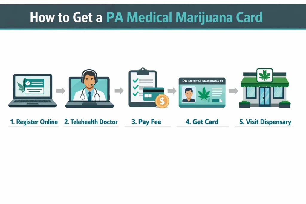 how to get PA medical marijuana card step by step infographic