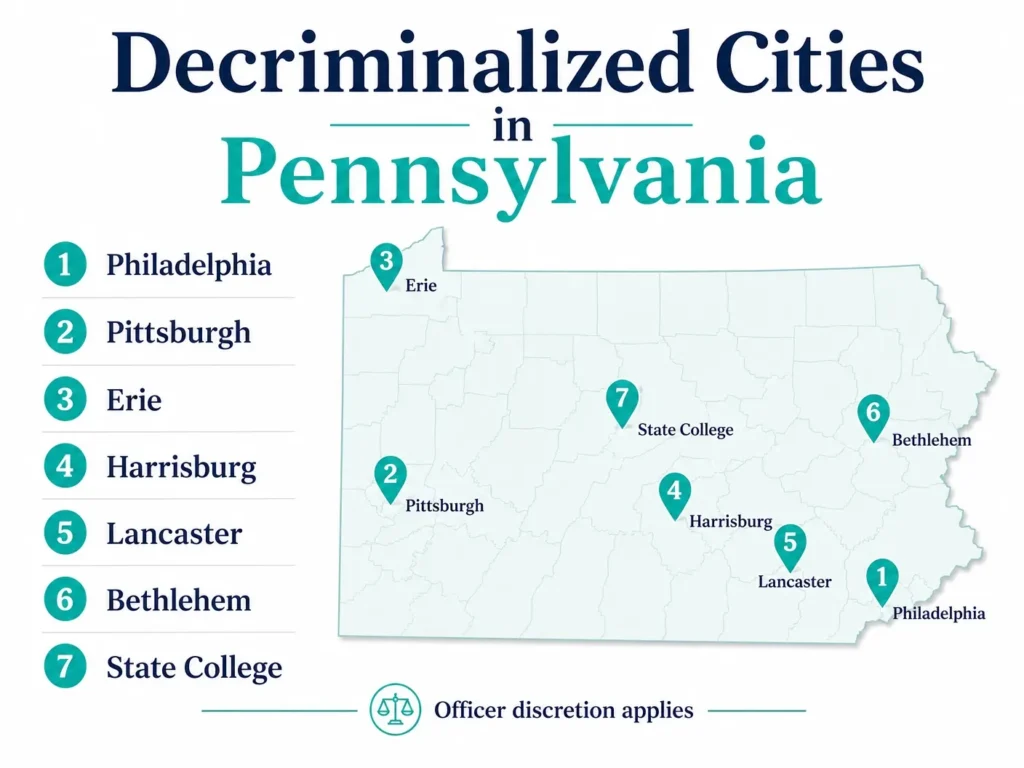 decriminalized cities Pennsylvania infographic