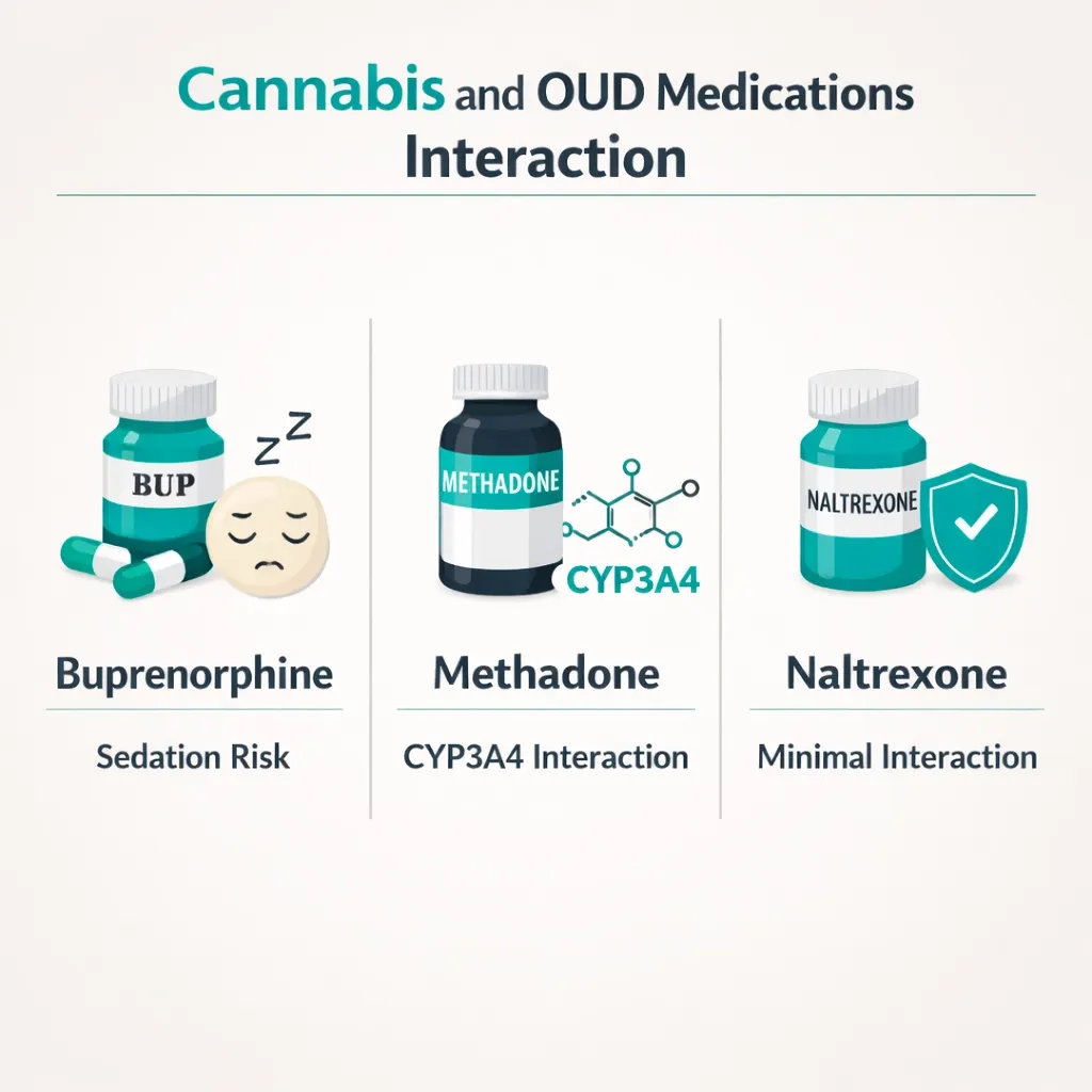 cannabis opioid medications interaction methadone buprenorphine infographic