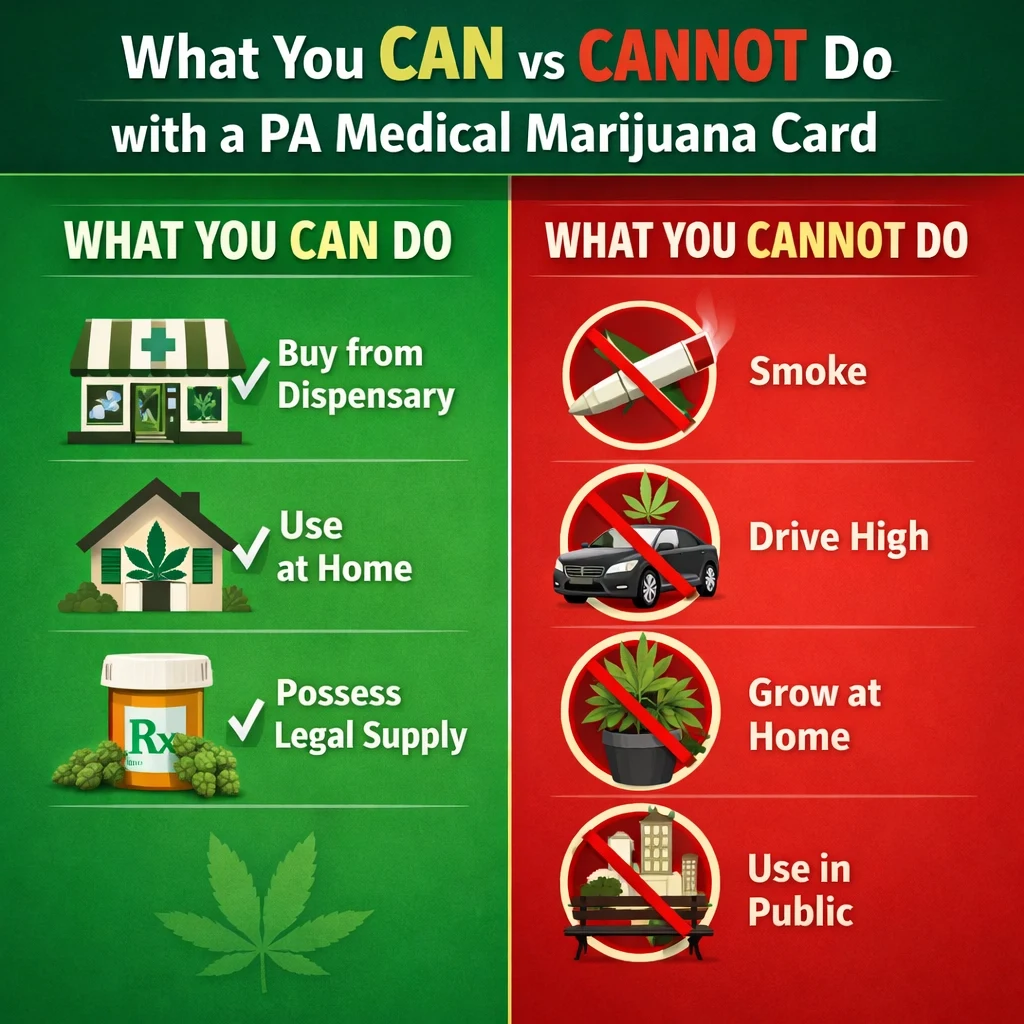 what you can and cannot do medical marijuana Pennsylvania infographic