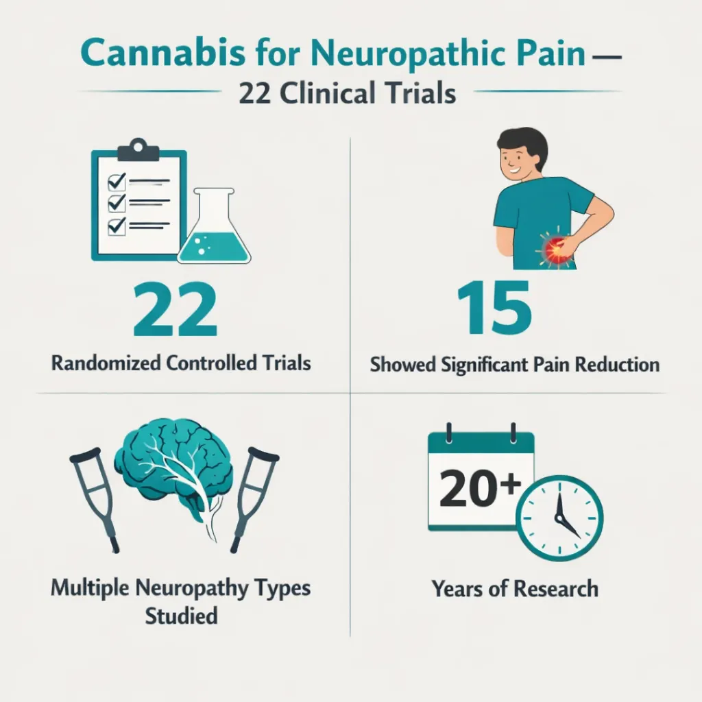 cannabis neuropathic pain 22 randomized controlled trials clinical evidence infographic