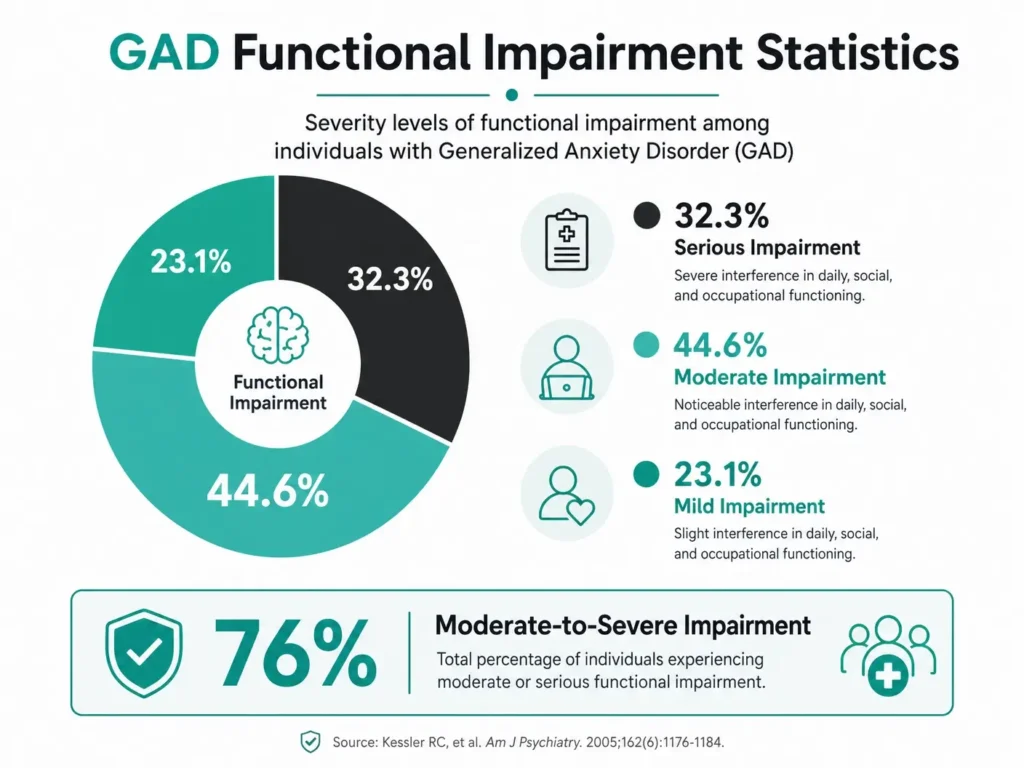 GAD impairment statistics moderate severe anxiety infographic