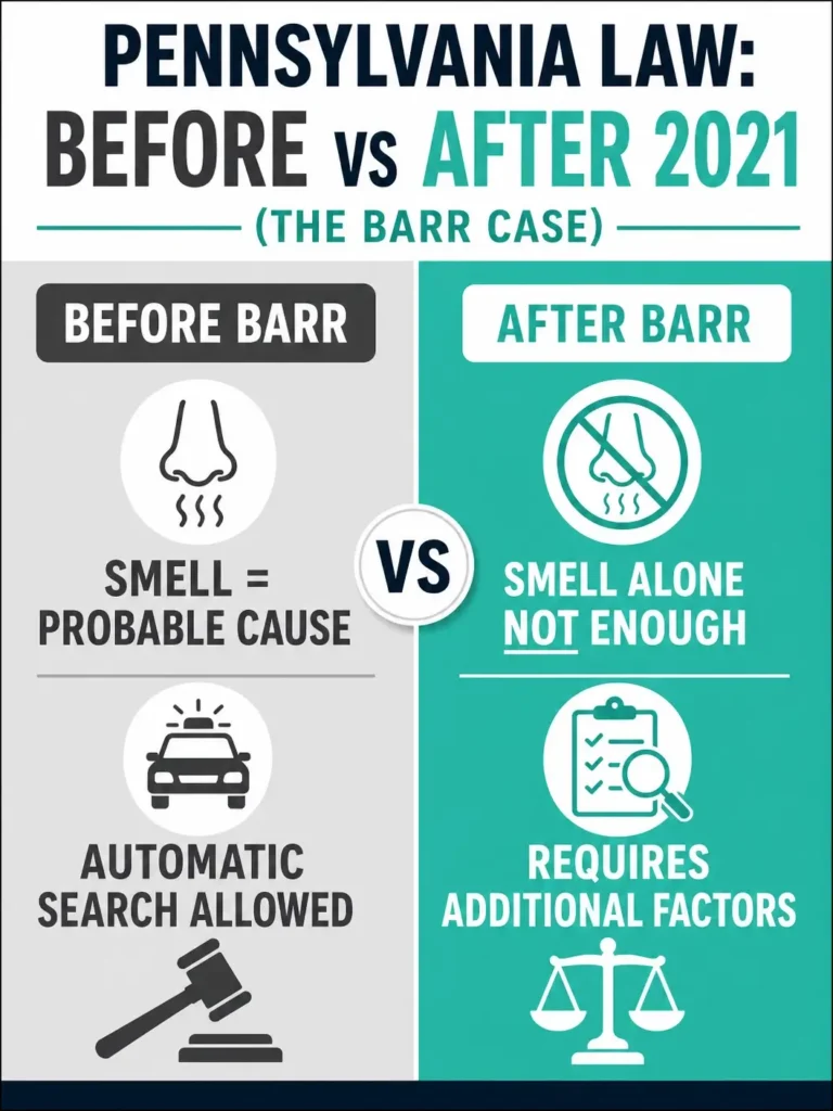 plain smell doctrine before and after Commonwealth v Barr infographic