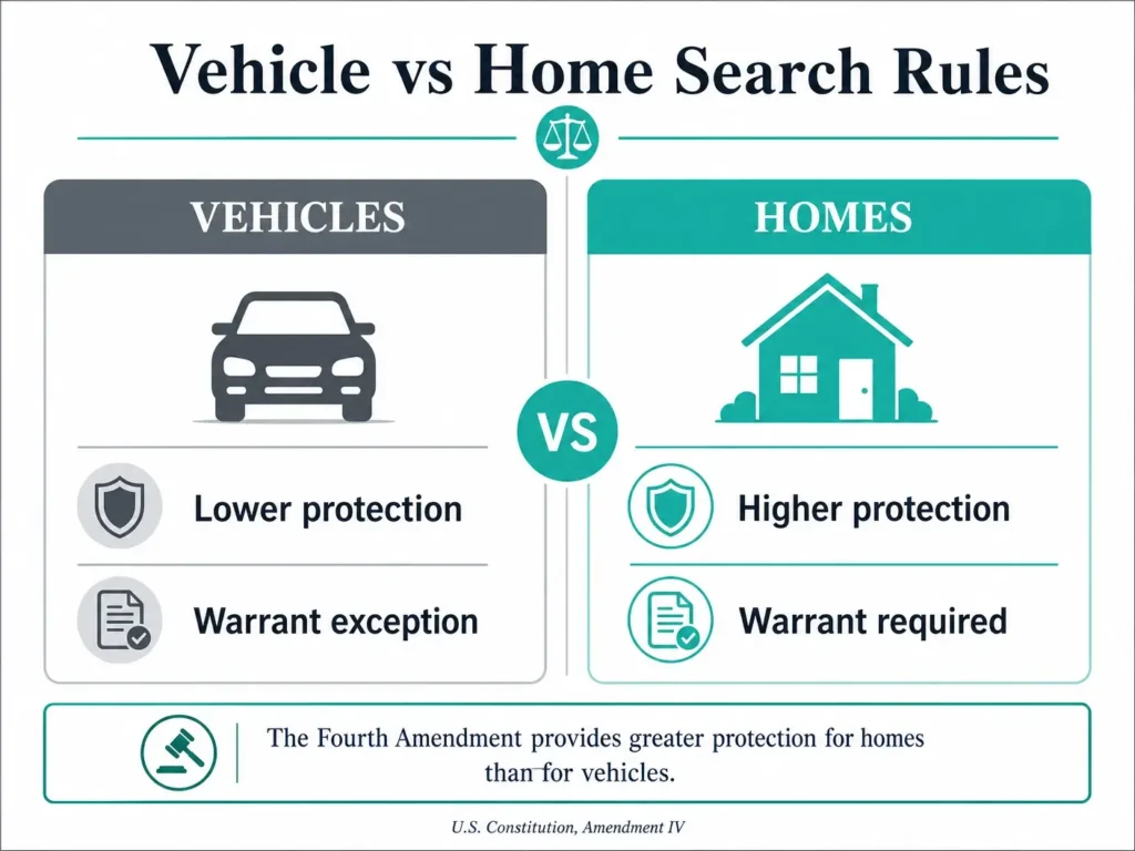 vehicle vs home search rules Pennsylvania marijuana law infographic