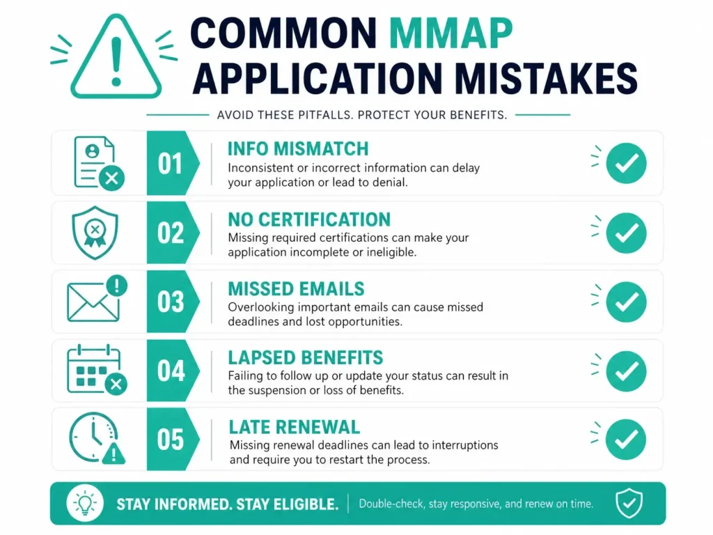 MMAP application mistakes infographic