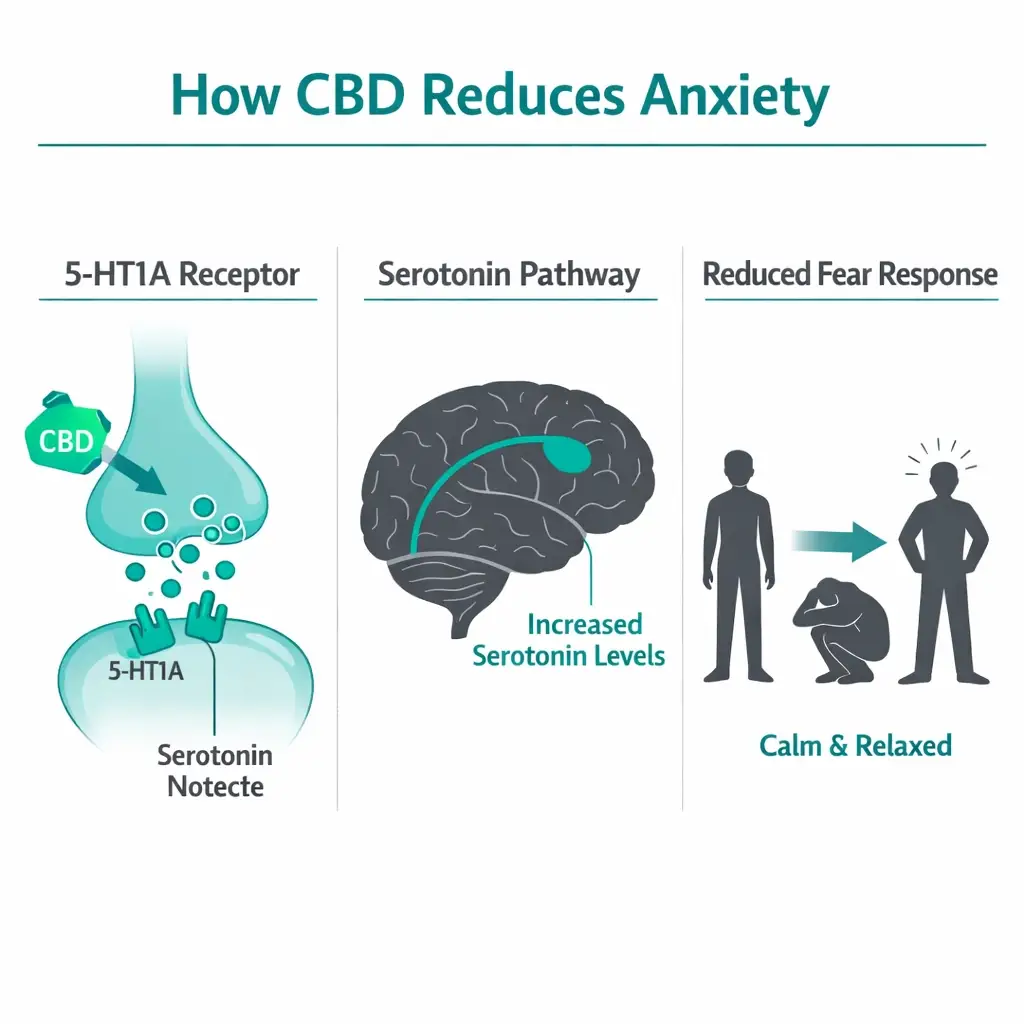 CBD anxiety serotonin 5HT1A receptor mechanism diagram