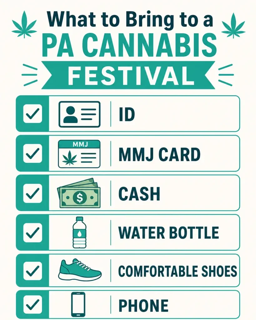 what to bring cannabis festival checklist pennsylvania infographic