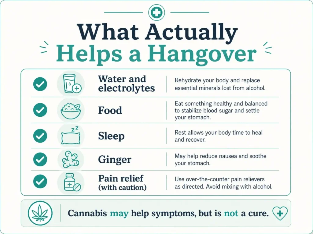 what actually helps a hangover evidence based infographic