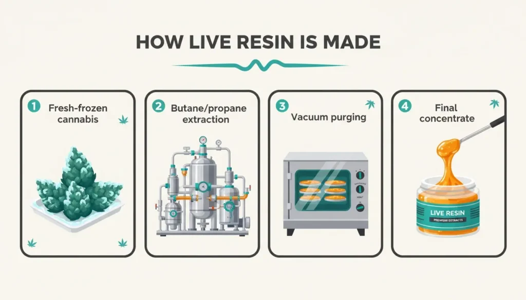 how live resin is made using hydrocarbon extraction infographic