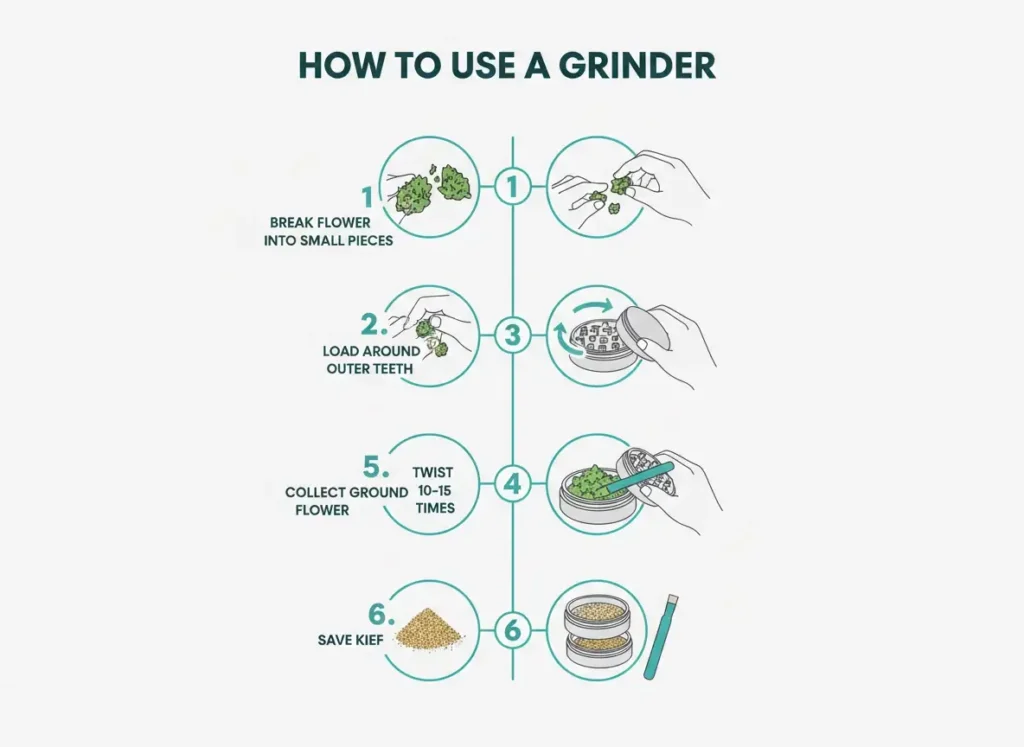 how to use a weed grinder step by step infographic