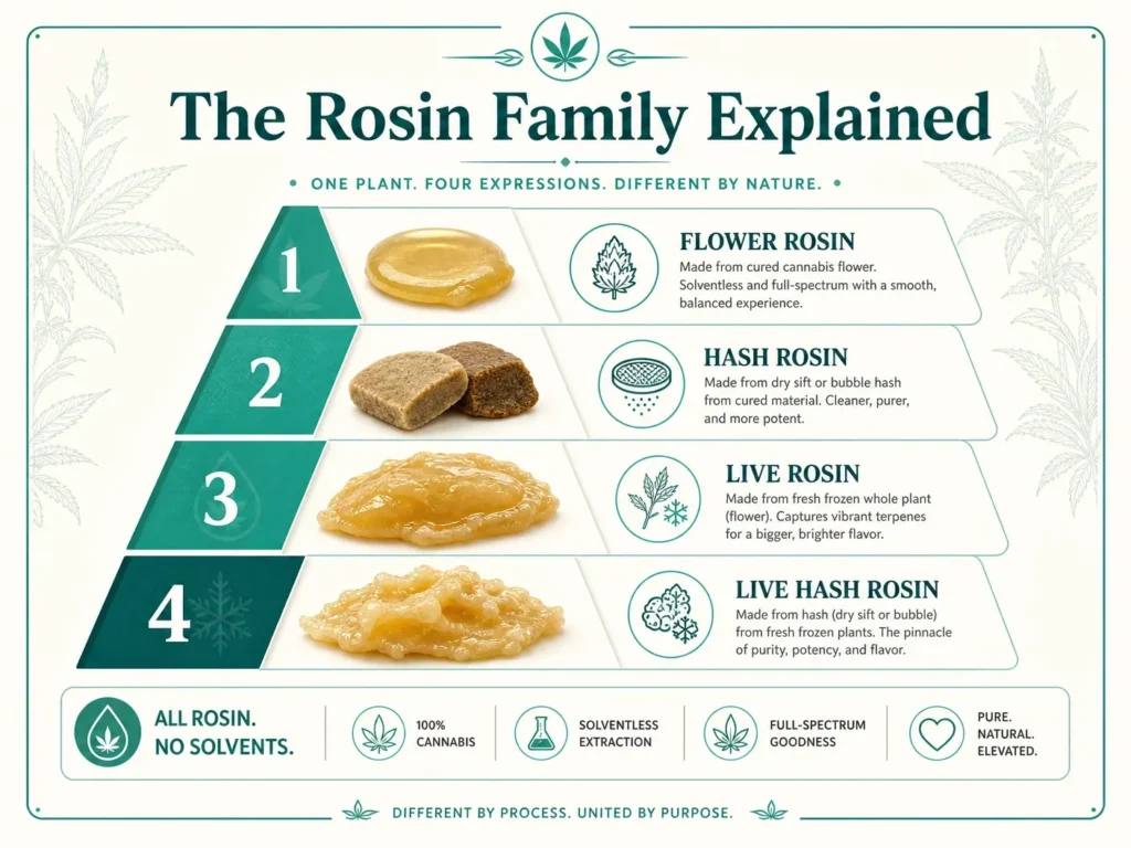 rosin family tiers flower hash live and live hash rosin infographic