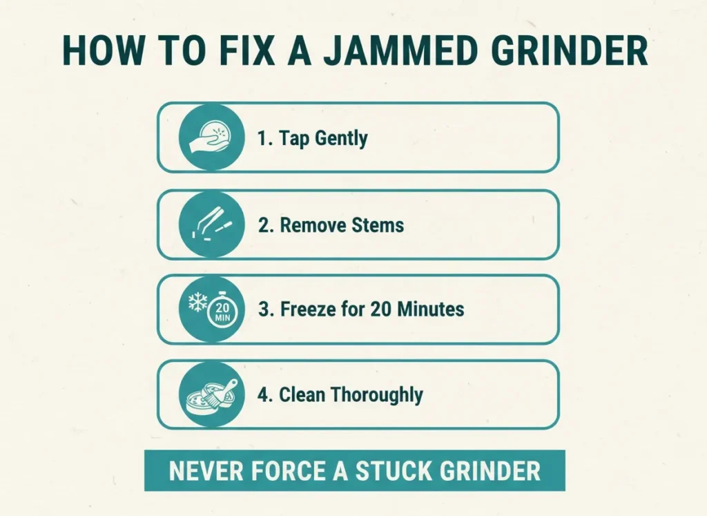 how to fix a jammed weed grinder infographic