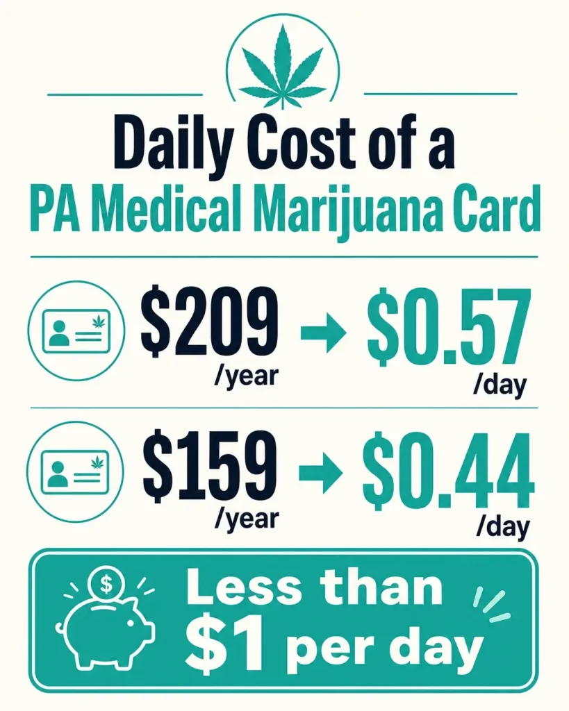pa medical marijuana card daily cost breakdown infographic