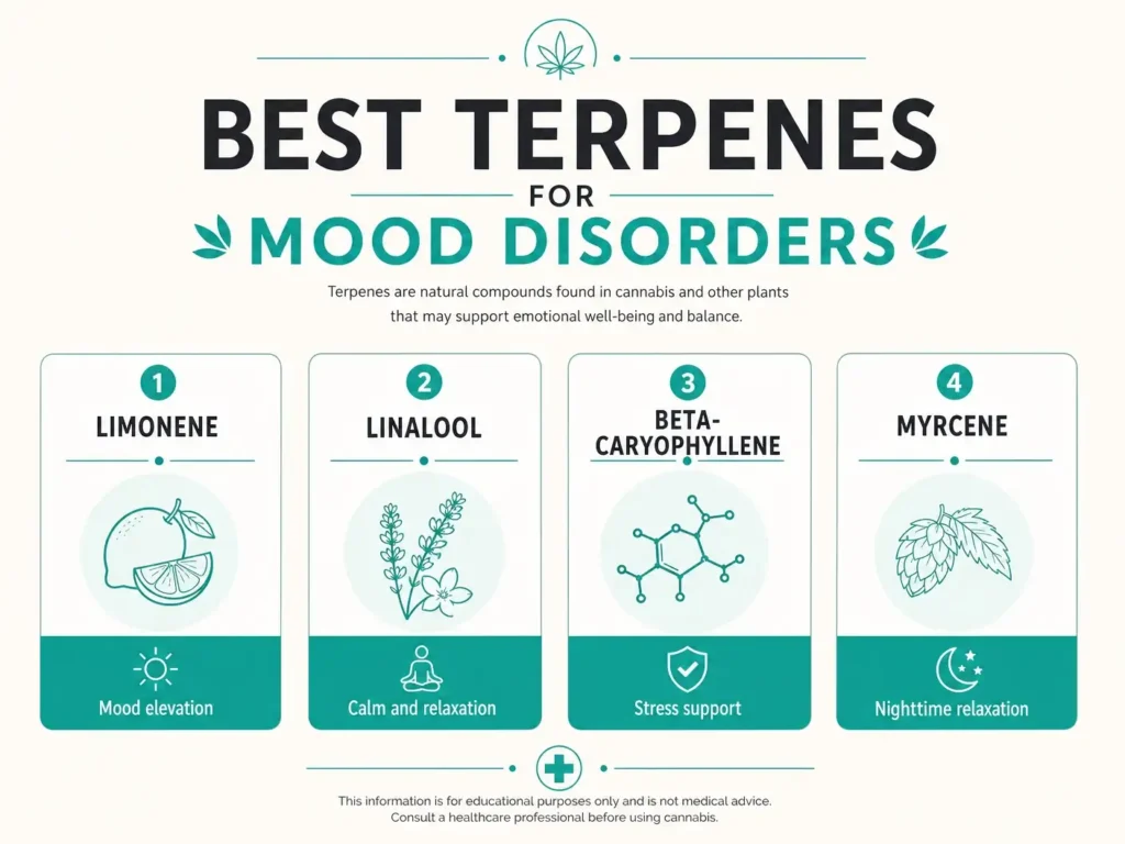 best terpenes for anxiety ptsd and depression infographic