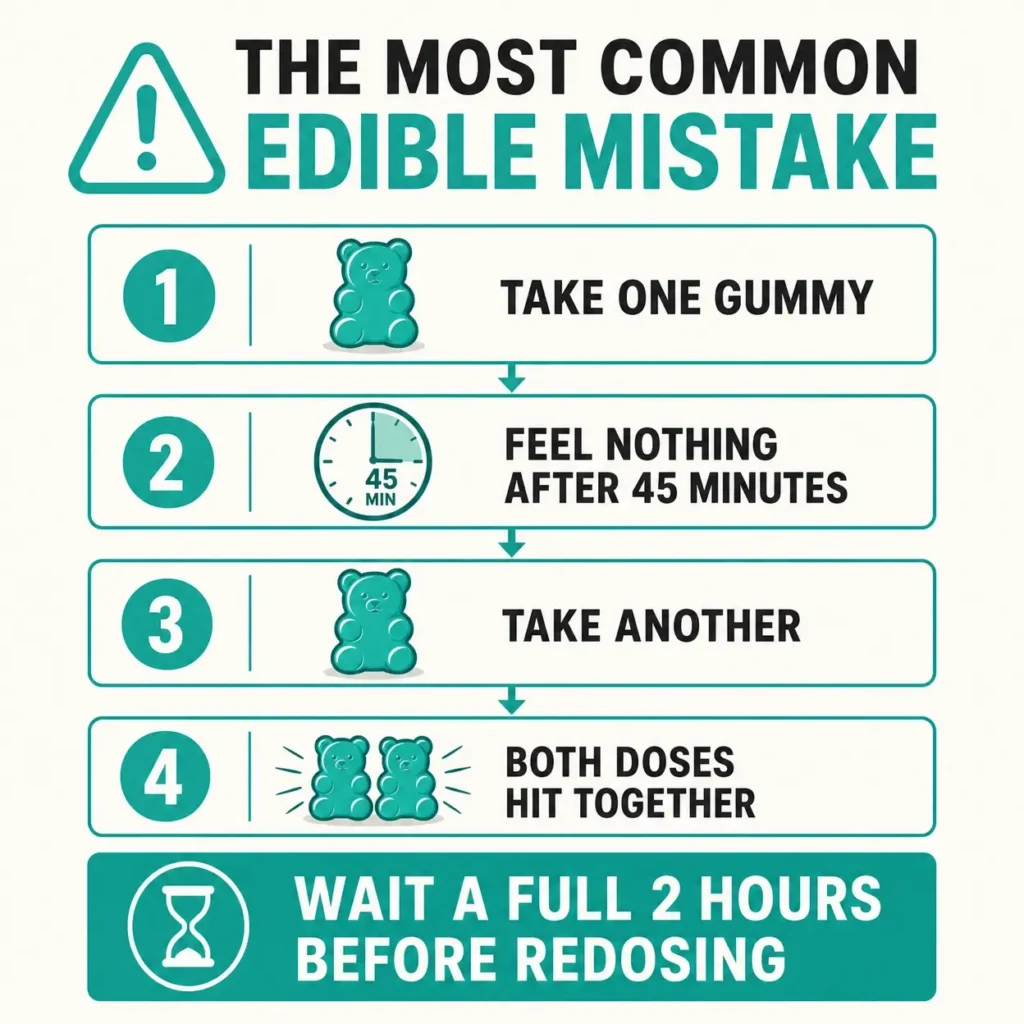 most common edible double dosing mistake infographic