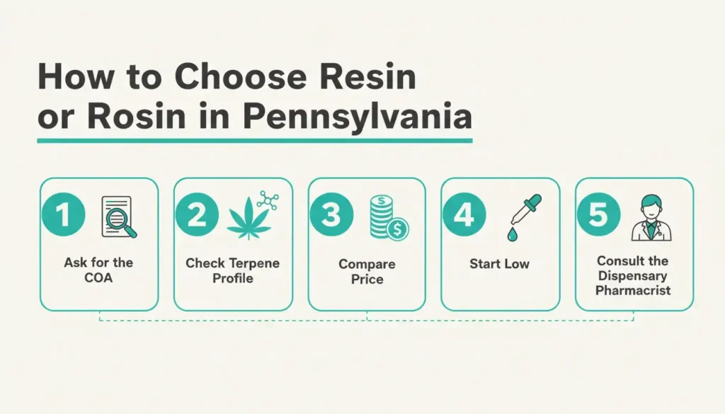 how to choose resin or rosin at pennsylvania dispensaries infographic