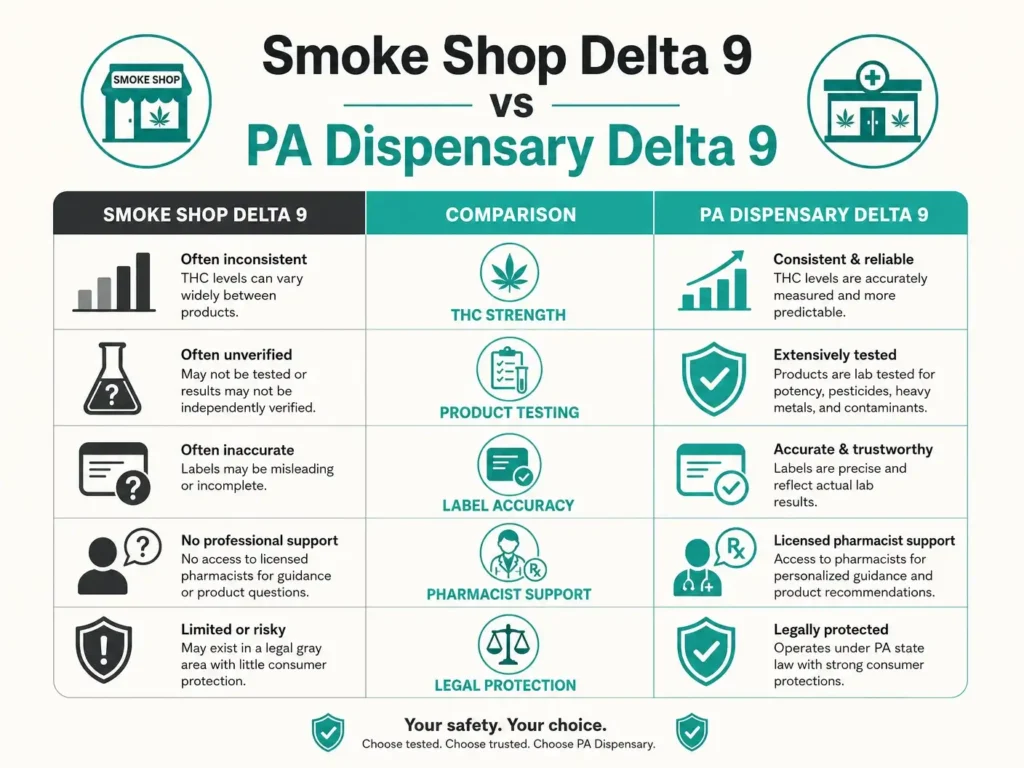 smoke shop delta 9 vs pennsylvania dispensary delta 9 infographic