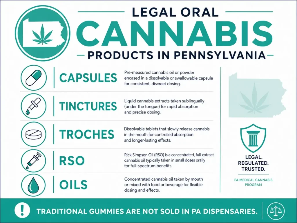 legal oral cannabis products in pennsylvania infographic