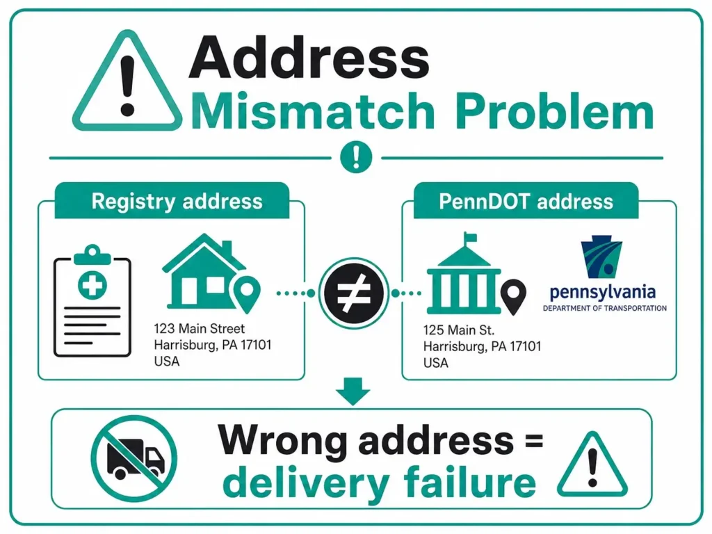 MMJ address mismatch Pennsylvania infographic