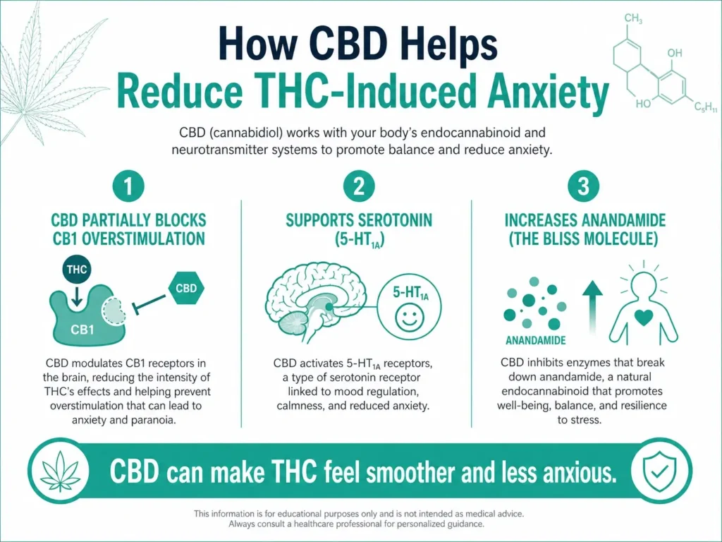 how cbd reduces thc induced anxiety infographic