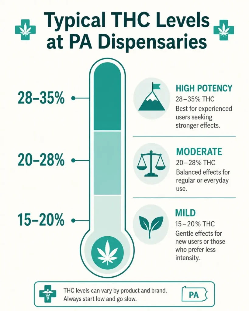 THC levels cannabis Pennsylvania dispensary infographic