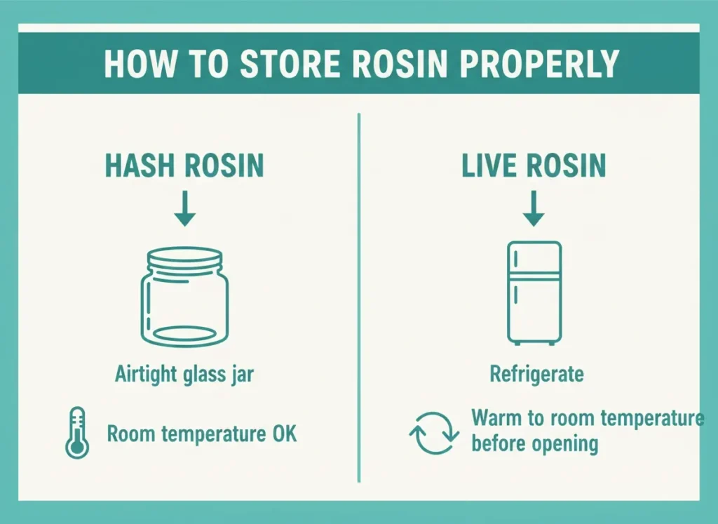 how to store live rosin and hash rosin infographic