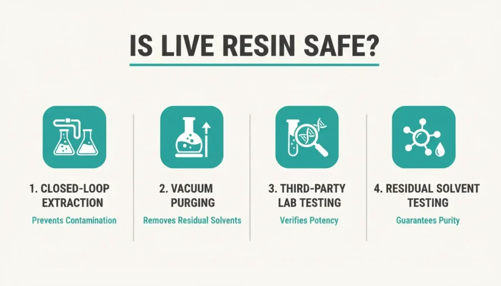 is live resin safe residual solvent testing infographic