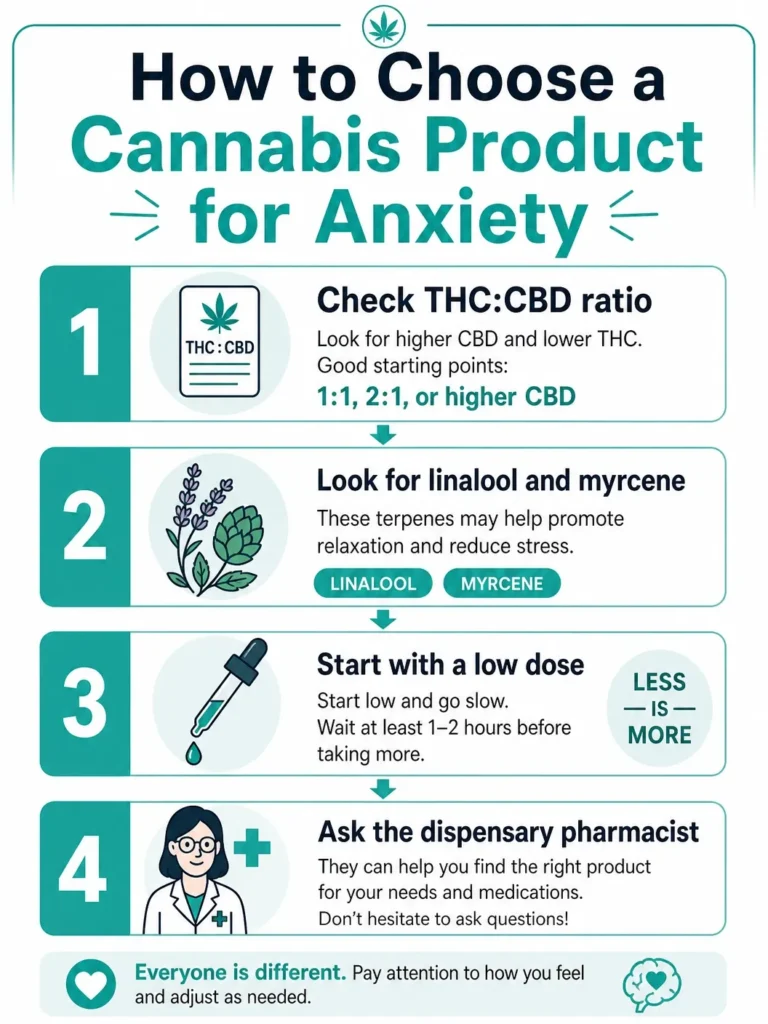 how to choose cannabis products for anxiety at pennsylvania dispensaries infographic