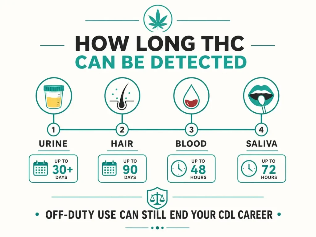 thc detection window for dot drug test infographic