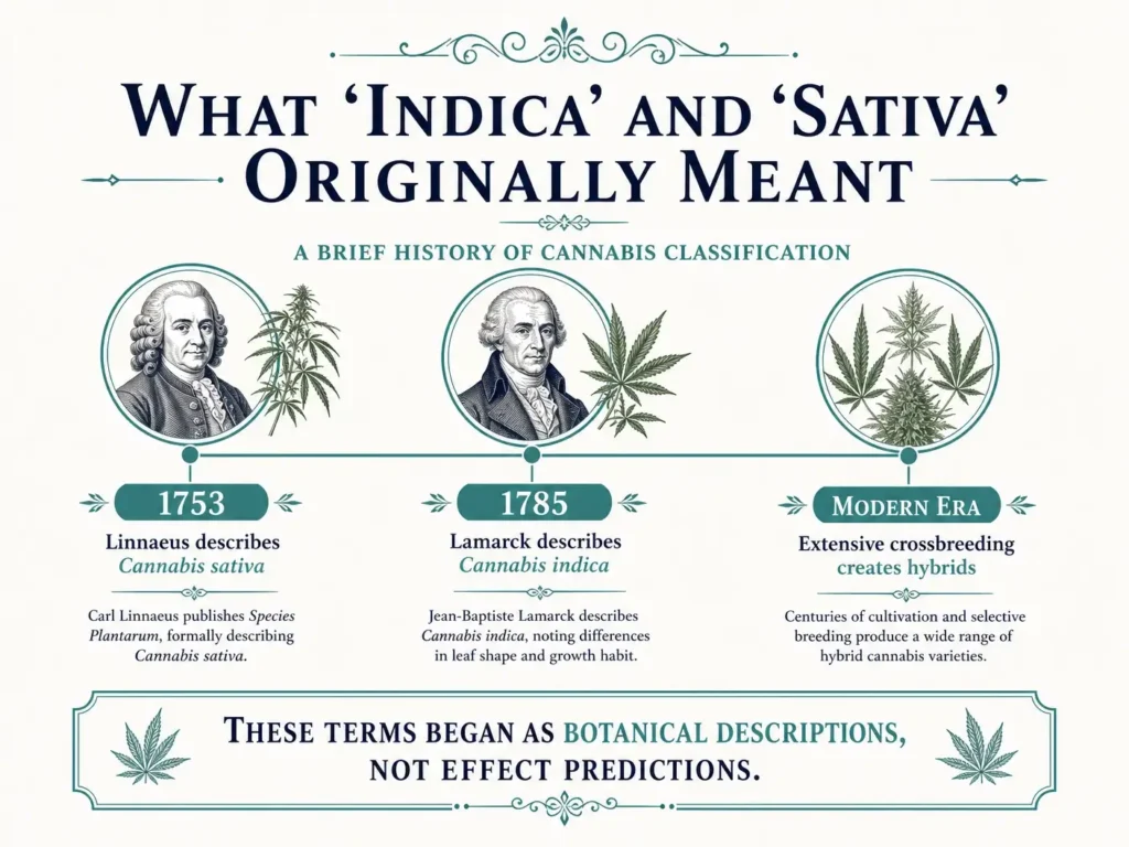 what indica and sativa originally meant infographic