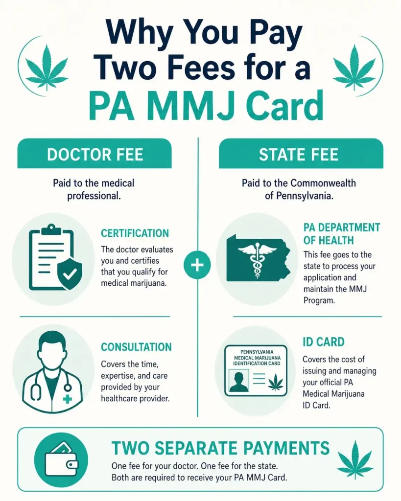 pa medical marijuana card two fee structure doctor vs state fee infographic